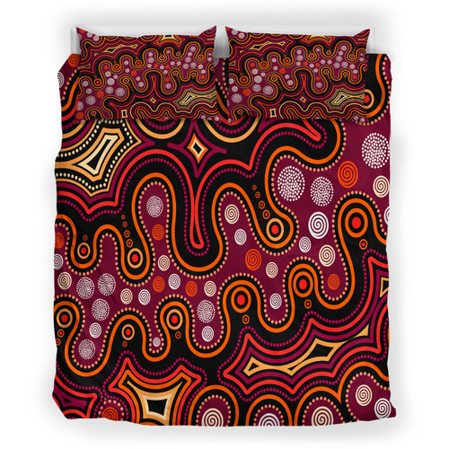 Australia Indigenous Bedding Set - Aboriginal Inspired style of dot background Australia Indigenous Bedding Set - Aboriginal Inspired style of dot background