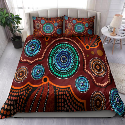 Australia Indigenous Bedding Set - Aboriginal Inspired style of Indigenous dot art painting