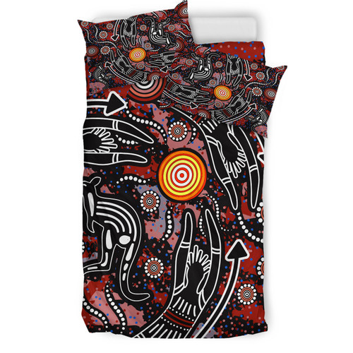 Australia Indigenous Bedding Set - Aussie Hunting Aboriginal inspired dot art painting