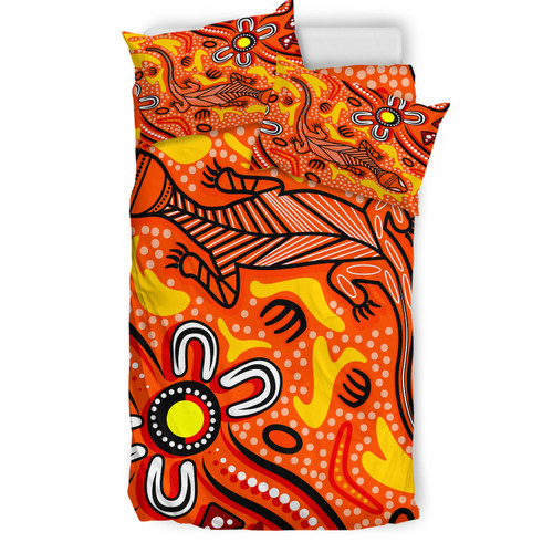 Australia Indigenous Bedding Set - Aussie Lizard Indigenous Art Australia Indigenous Bedding Set - Aussie Lizard Indigenous Art