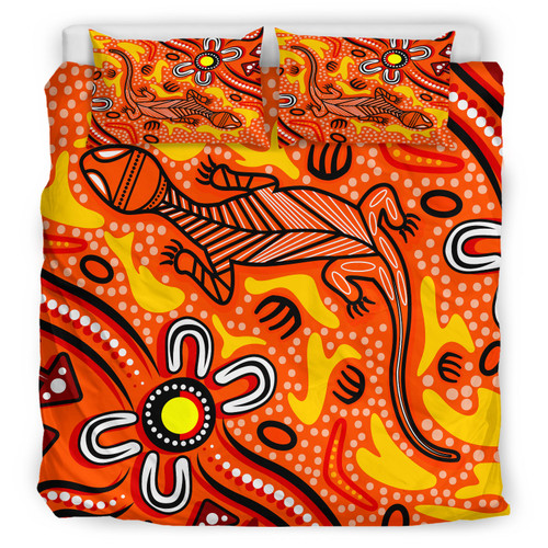 Australia Indigenous Bedding Set - Aussie Lizard Indigenous Art Australia Indigenous Bedding Set - Aussie Lizard Indigenous Art