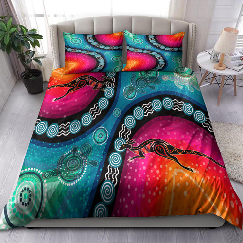 Australia Indigenous Bedding Set - Australia Aboriginal Wild inspired land and river style Dot painting art