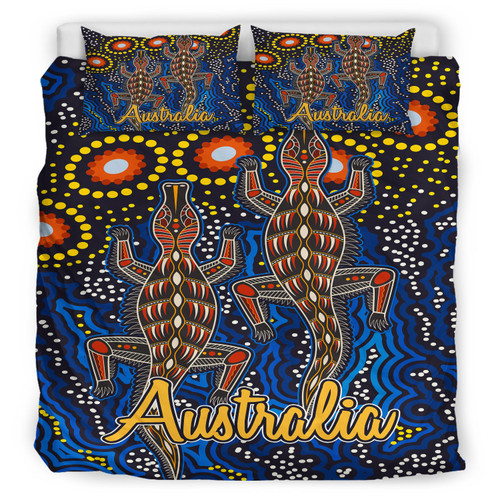 Australia Indigenous Bedding Set - Australian Dot art background with Crocodile Australia Indigenous Bedding Set - Australian Dot art background with Crocodile