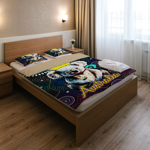 Australia Indigenous Bedding Set - Australian Dot Art Painting Mystical Dreaming Koala Australia Indigenous Bedding Set - Australian Dot Art Painting Mystical Dreaming Koala