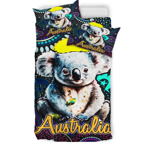 Australia Indigenous Bedding Set - Australian Dot Art Painting Mystical Dreaming Koala Australia Indigenous Bedding Set - Australian Dot Art Painting Mystical Dreaming Koala