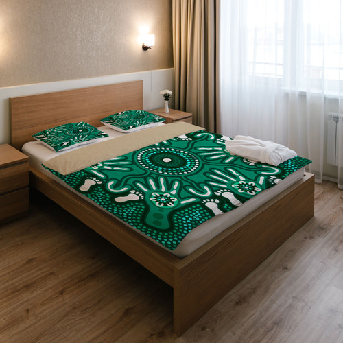 Australia Indigenous Bedding Set - Brown Aboriginal Inspired Hand Print Artwork