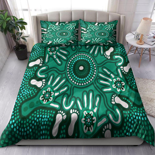 Australia Indigenous Bedding Set - Brown Aboriginal Inspired Hand Print Artwork