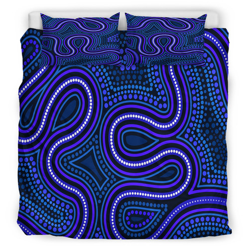 Australia Indigenous Bedding Set - Dot art connection concept Aboriginal inspired style Australia Indigenous Bedding Set - Dot art connection concept Aboriginal inspired style