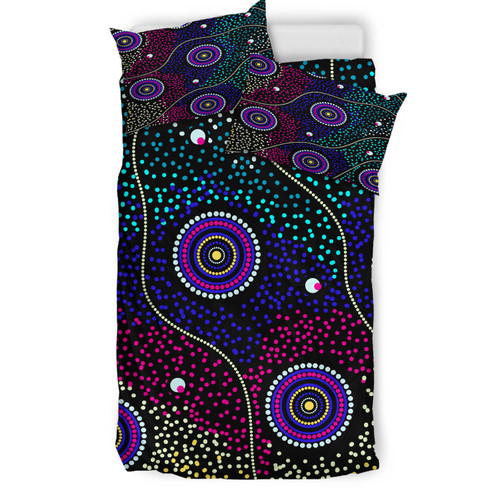 Australia Indigenous Bedding Set - Dreaming art aboriginal inspired background Australia Indigenous Bedding Set - Dreaming art aboriginal inspired background