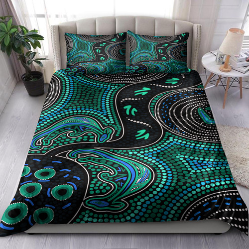 Australia Indigenous Bedding Set - Indigenous aboriginal inspired kangaroo dot art dreaming