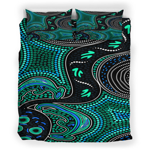 Australia Indigenous Bedding Set - Indigenous aboriginal inspired kangaroo dot art dreaming Australia Indigenous Bedding Set - Indigenous aboriginal inspired kangaroo dot art dreaming