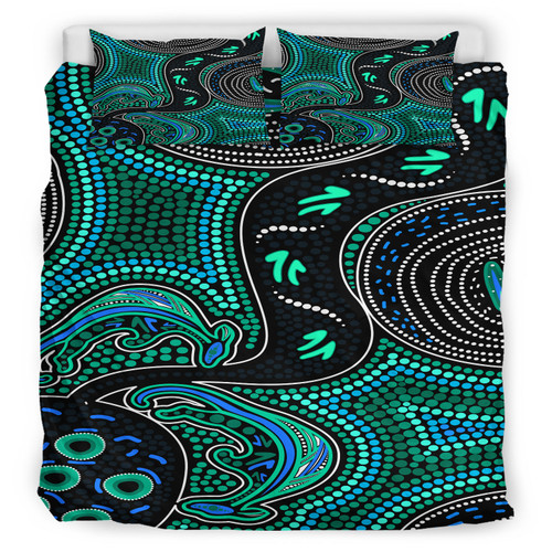 Australia Indigenous Bedding Set - Indigenous aboriginal inspired kangaroo dot art dreaming Australia Indigenous Bedding Set - Indigenous aboriginal inspired kangaroo dot art dreaming
