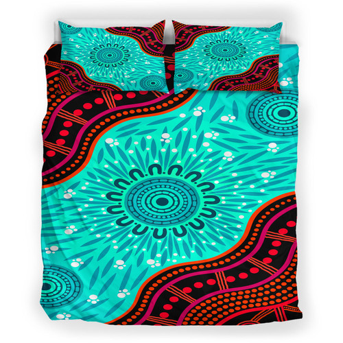 Australia Indigenous Bedding Set - River concept aboriginal inspired style Australia Indigenous Bedding Set - River concept aboriginal inspired style