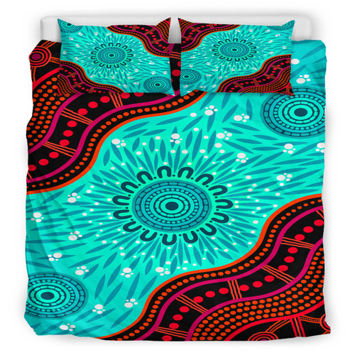 Australia Indigenous Bedding Set - River concept aboriginal inspired style Australia Indigenous Bedding Set - River concept aboriginal inspired style