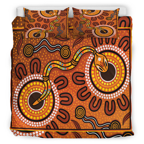 Australia Indigenous Bedding Set - The Aboriginal Inspired Dreaming Rainbow Serpent