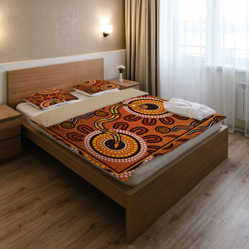 Australia Indigenous Bedding Set - The Aboriginal Inspired Dreaming Rainbow Serpent