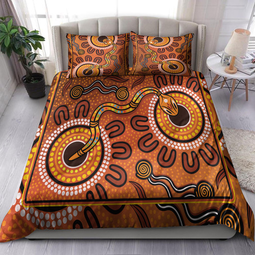 Australia Indigenous Bedding Set - The Aboriginal Inspired Dreaming Rainbow Serpent