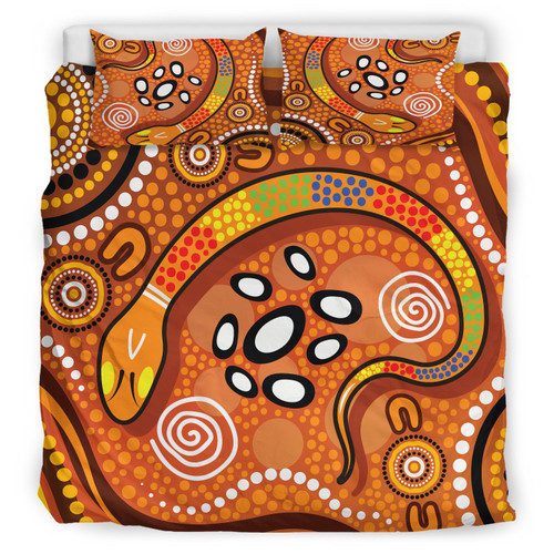 Australia Indigenous Bedding Set - The Aboriginal Inspired Rainbow Serpent Australia Indigenous Bedding Set - The Aboriginal Inspired Rainbow Serpent