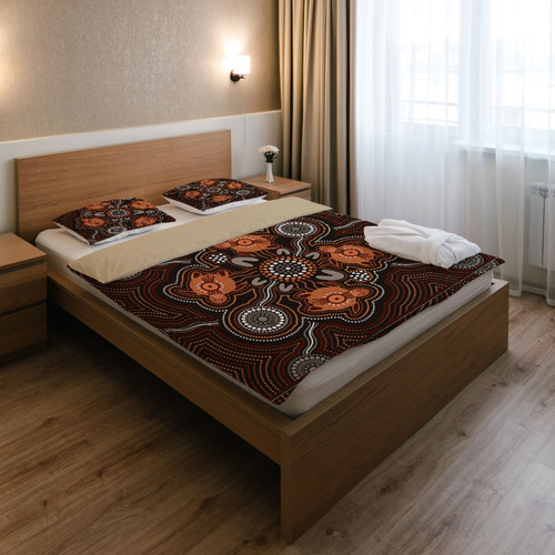 Australia Indigenous Bedding Set - Turtle Art Aboriginal Inspired Australia Indigenous Bedding Set - Turtle Art Aboriginal Inspired