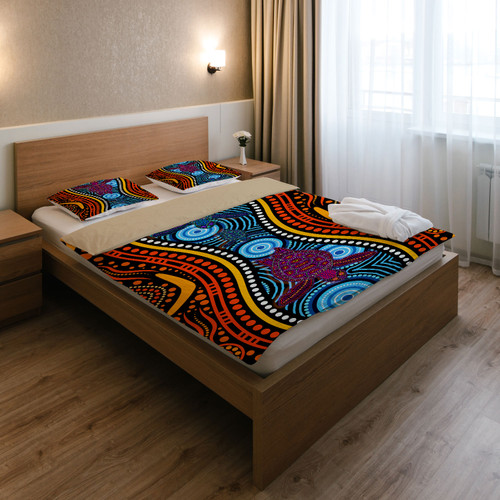Australia Indigenous Bedding Set - Turtles In River Aboriginal Inspired Australia Indigenous Bedding Set - Turtles In River Aboriginal Inspired