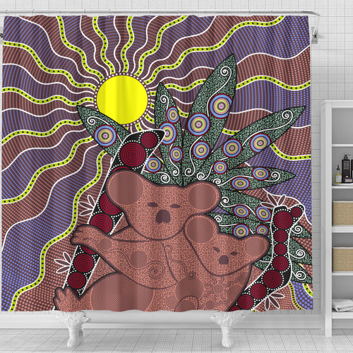 Australia Aboriginal Inspired Shower Curtain - Aboriginal Inspired Koala & Baby Style Art Shower Curtain