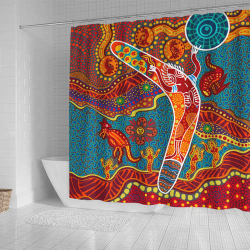 Australia Aboriginal Inspired Shower Curtain - Aboriginal Inspired Style Art Shower Curtain Australia Aboriginal Inspired Shower Curtain - Aboriginal Inspired Style Art Shower Curtain