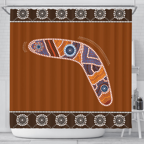 Australia Aboriginal Inspired Shower Curtain - Aboriginal Style Boomerang Shower Curtain Australia Aboriginal Inspired Shower Curtain - Aboriginal Style Boomerang Shower Curtain