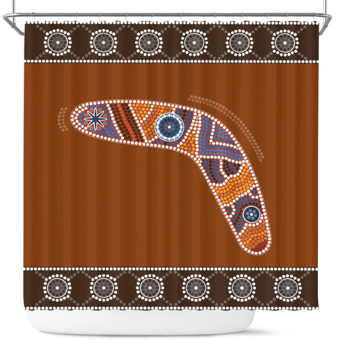 Australia Aboriginal Inspired Shower Curtain - Aboriginal Style Boomerang Shower Curtain Australia Aboriginal Inspired Shower Curtain - Aboriginal Style Boomerang Shower Curtain