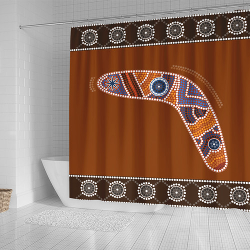 Australia Aboriginal Inspired Shower Curtain - Aboriginal Style Boomerang Shower Curtain Australia Aboriginal Inspired Shower Curtain - Aboriginal Style Boomerang Shower Curtain