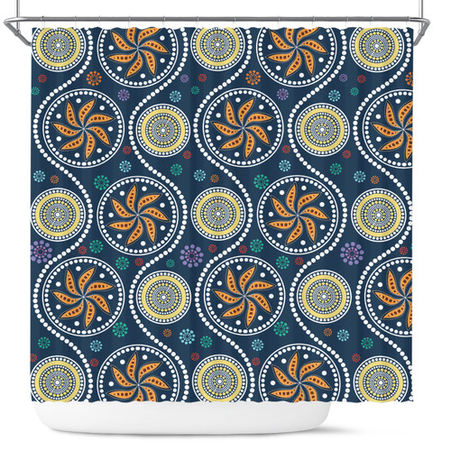Australia Aboriginal Inspired Shower Curtain - Blue Aboriginal Dot Art Painting Shower Curtain Australia Aboriginal Inspired Shower Curtain - Blue Aboriginal Dot Art Painting Shower Curtain