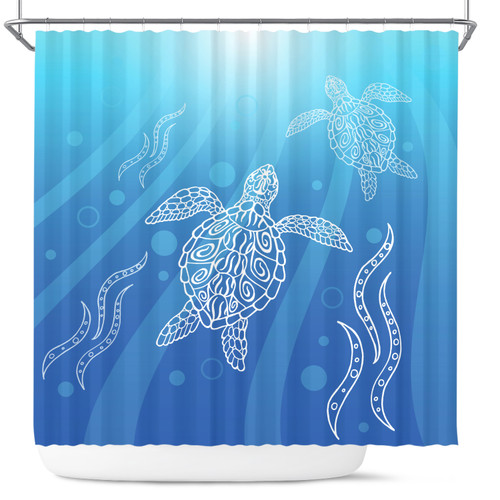 Australia Aboriginal Inspired Shower Curtain - Ethnic Aboriginal Style Water Turtles Swim Up Shower Curtain