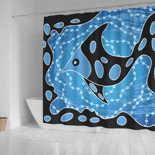 Australia Aboriginal Inspired Shower Curtain - Aboriginal Art Vector Background With Fish Shower Curtain Australia Aboriginal Inspired Shower Curtain - Aboriginal Art Vector Background With Fish Shower Curtain