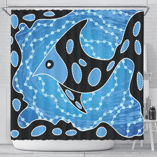 Australia Aboriginal Inspired Shower Curtain - Aboriginal Art Vector Background With Fish Shower Curtain Australia Aboriginal Inspired Shower Curtain - Aboriginal Art Vector Background With Fish Shower Curtain