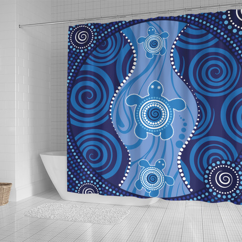 Australia Aboriginal Inspired Shower Curtain - Aboriginal Dot Art Vector Painting With Turtle Shower Curtain Australia Aboriginal Inspired Shower Curtain - Aboriginal Dot Art Vector Painting With Turtle Shower Curtain