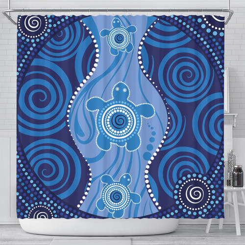 Australia Aboriginal Inspired Shower Curtain - Aboriginal Dot Art Vector Painting With Turtle Shower Curtain Australia Aboriginal Inspired Shower Curtain - Aboriginal Dot Art Vector Painting With Turtle Shower Curtain