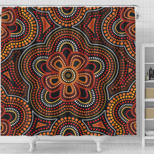 Australia Aboriginal Inspired Shower Curtain - Aboriginal Dot Art Vector Seamless Flower Pattern Shower Curtain