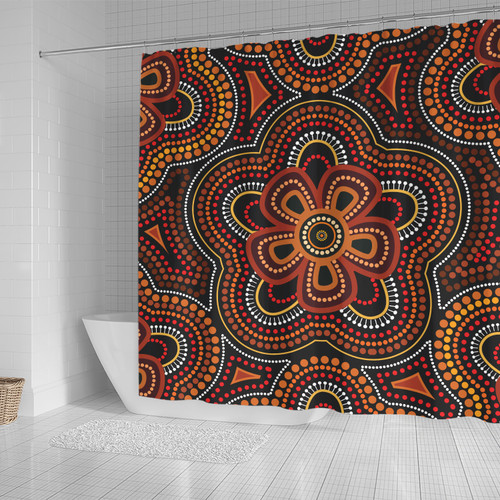Australia Aboriginal Inspired Shower Curtain - Aboriginal Dot Art Vector Seamless Flower Pattern Shower Curtain Australia Aboriginal Inspired Shower Curtain - Aboriginal Dot Art Vector Seamless Flower Pattern Shower Curtain