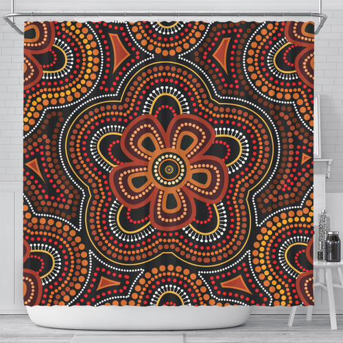 Australia Aboriginal Inspired Shower Curtain - Aboriginal Dot Art Vector Seamless Flower Pattern Shower Curtain Australia Aboriginal Inspired Shower Curtain - Aboriginal Dot Art Vector Seamless Flower Pattern Shower Curtain