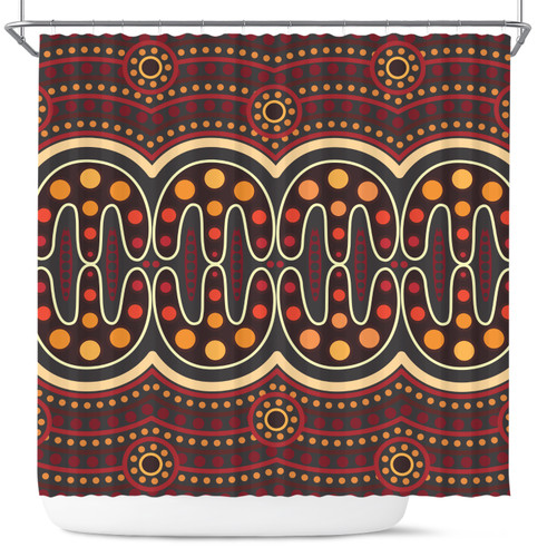 Australia Aboriginal Inspired Shower Curtain - Aboriginal Indigenous Dot Art Pattern Shower Curtain Australia Aboriginal Inspired Shower Curtain - Aboriginal Indigenous Dot Art Pattern Shower Curtain