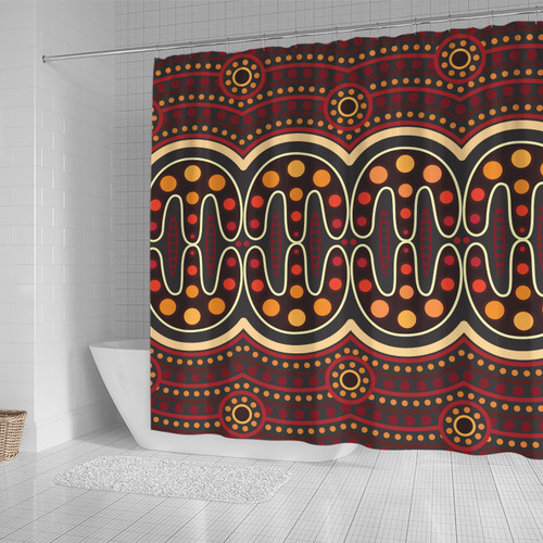 Australia Aboriginal Inspired Shower Curtain - Aboriginal Indigenous Dot Art Pattern Shower Curtain Australia Aboriginal Inspired Shower Curtain - Aboriginal Indigenous Dot Art Pattern Shower Curtain