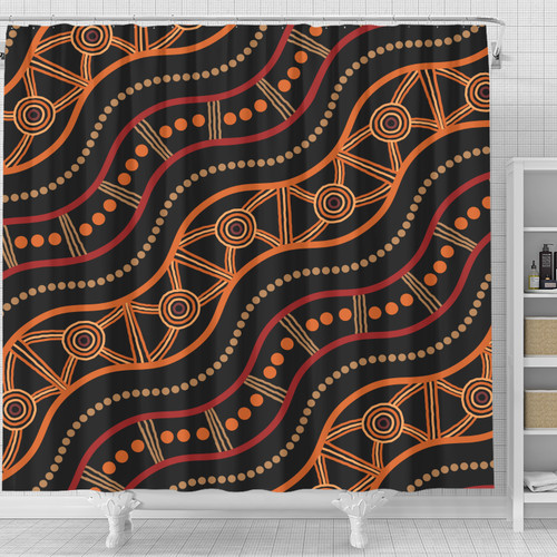 Australia Aboriginal Inspired Shower Curtain - Aboriginal Vector Seamless Pattern Shower Curtain