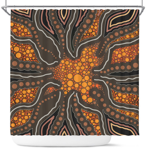 Australia Aboriginal Inspired Shower Curtain - Aboriginal Style Of Background Shower Curtain Australia Aboriginal Inspired Shower Curtain - Aboriginal Style Of Background Shower Curtain