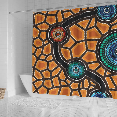 Australia Aboriginal Inspired Shower Curtain - Aboriginal Style Of Dot Painting Shower Curtain Australia Aboriginal Inspired Shower Curtain - Aboriginal Style Of Dot Painting Shower Curtain