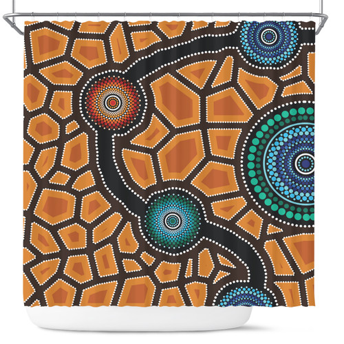 Australia Aboriginal Inspired Shower Curtain - Aboriginal Style Of Dot Painting Shower Curtain Australia Aboriginal Inspired Shower Curtain - Aboriginal Style Of Dot Painting Shower Curtain