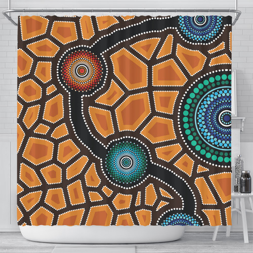 Australia Aboriginal Inspired Shower Curtain - Aboriginal Style Of Dot Painting Shower Curtain Australia Aboriginal Inspired Shower Curtain - Aboriginal Style Of Dot Painting Shower Curtain