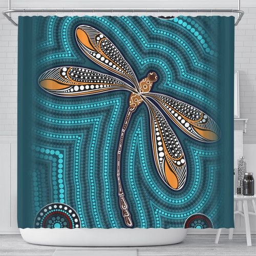 Australia Aboriginal Inspired Shower Curtain - Dragonfly Aboriginal Art Vector Painting Shower Curtain Australia Aboriginal Inspired Shower Curtain - Dragonfly Aboriginal Art Vector Painting Shower Curtain
