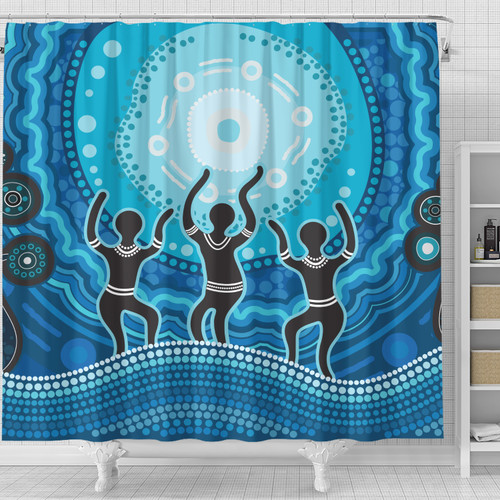 Australia Aboriginal Inspired Shower Curtain -  Aboriginal Style Of Landscape Background Shower Curtain