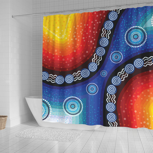 Australia Aboriginal Inspired Shower Curtain - Aboriginal Style Of Dot Background Rainbow Color Shower Curtain Australia Aboriginal Inspired Shower Curtain - Aboriginal Style Of Dot Background Rainbow Color Shower Curtain