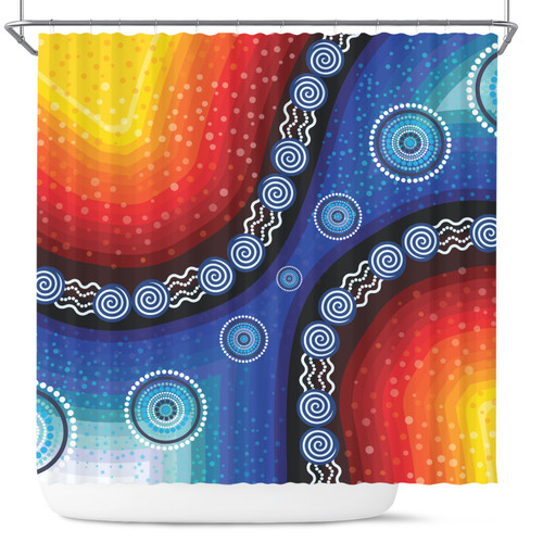 Australia Aboriginal Inspired Shower Curtain - Aboriginal Style Of Dot Background Rainbow Color Shower Curtain Australia Aboriginal Inspired Shower Curtain - Aboriginal Style Of Dot Background Rainbow Color Shower Curtain
