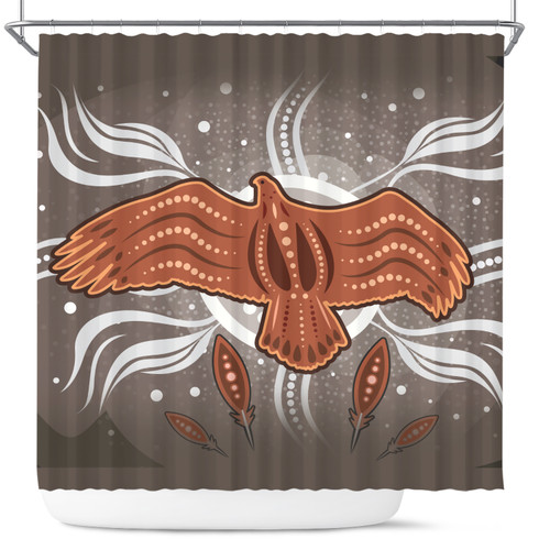 Australia Aboriginal Inspired Shower Curtain - Aboriginal Dot Art Vector Painting With Eagle Shower Curtain Australia Aboriginal Inspired Shower Curtain - Aboriginal Dot Art Vector Painting With Eagle Shower Curtain